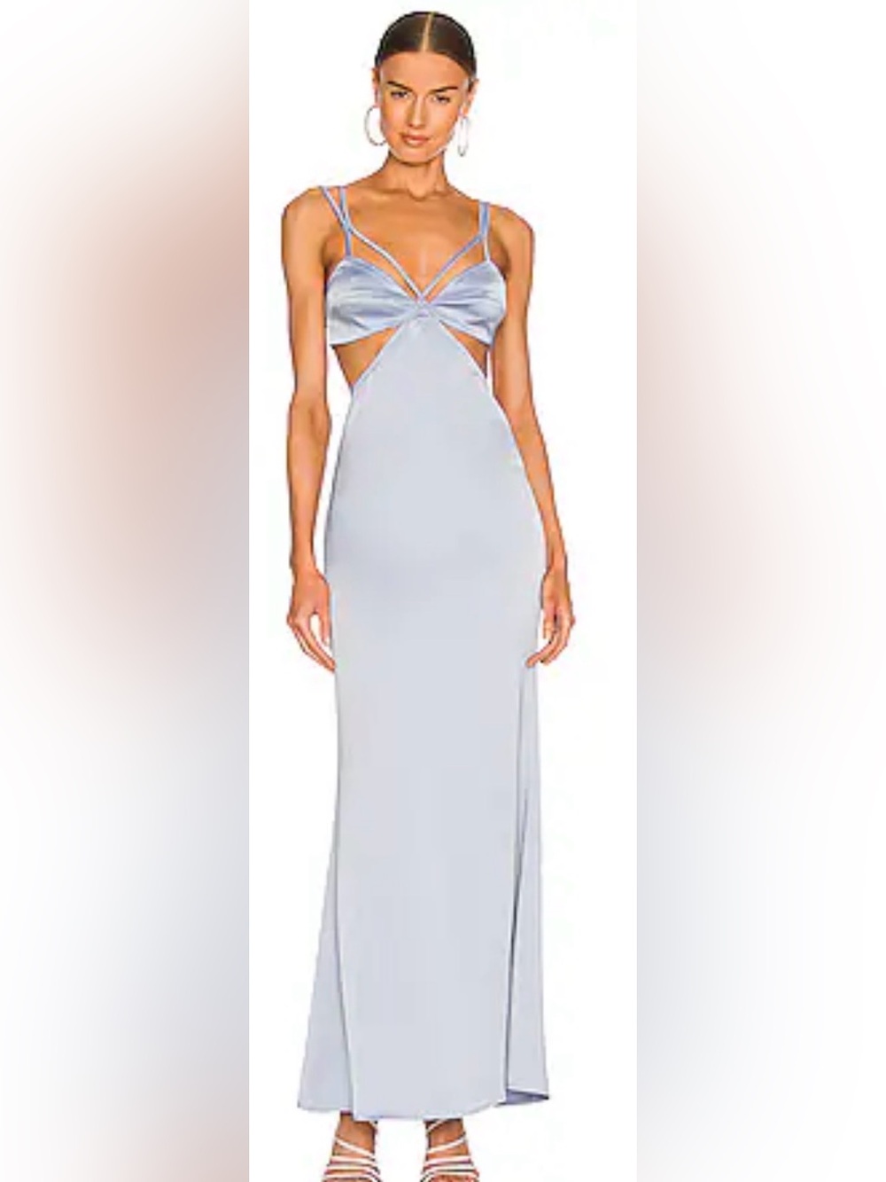 NWT Camila Coelho Dusty Blue Strappy Cutout Maxi Dress
